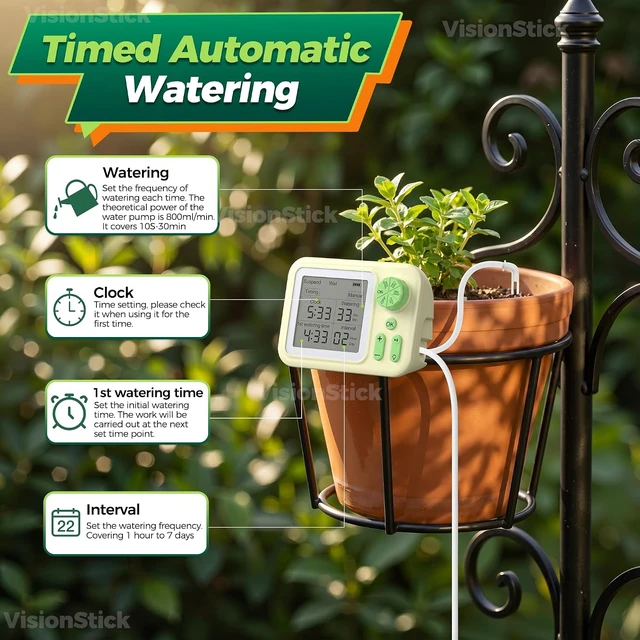 Alt view image 3 of 6 - Automatic Indoor Drip Irrigation System with Programmable Timer Rechargeable Vacation Plant Waterer for Up to 15 Potted Houseplants