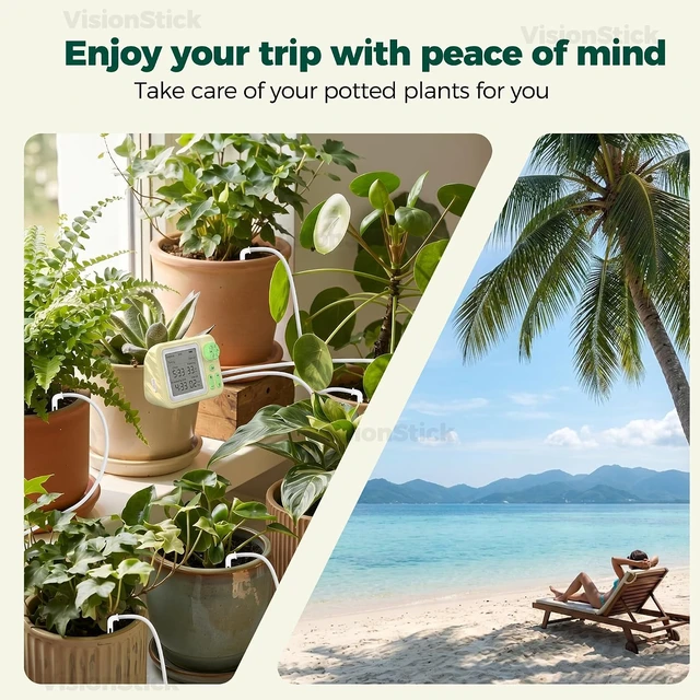 Alt view image 5 of 6 - Automatic Indoor Drip Irrigation System with Programmable Timer Rechargeable Vacation Plant Waterer for Up to 15 Potted Houseplants