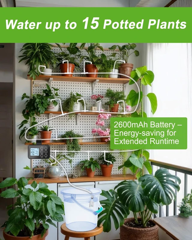 Alt view image 2 of 7 - Indoor Automatic Plant Waterer with Timer, Easy Programming & Large Display