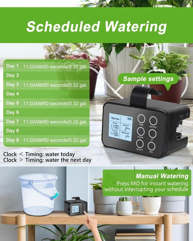 Alt view image 3 of 7 - Indoor Automatic Plant Waterer with Timer, Easy Programming & Large Display