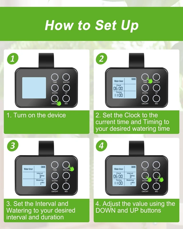 Alt view image 7 of 7 - Indoor Automatic Plant Waterer with Timer, Easy Programming & Large Display