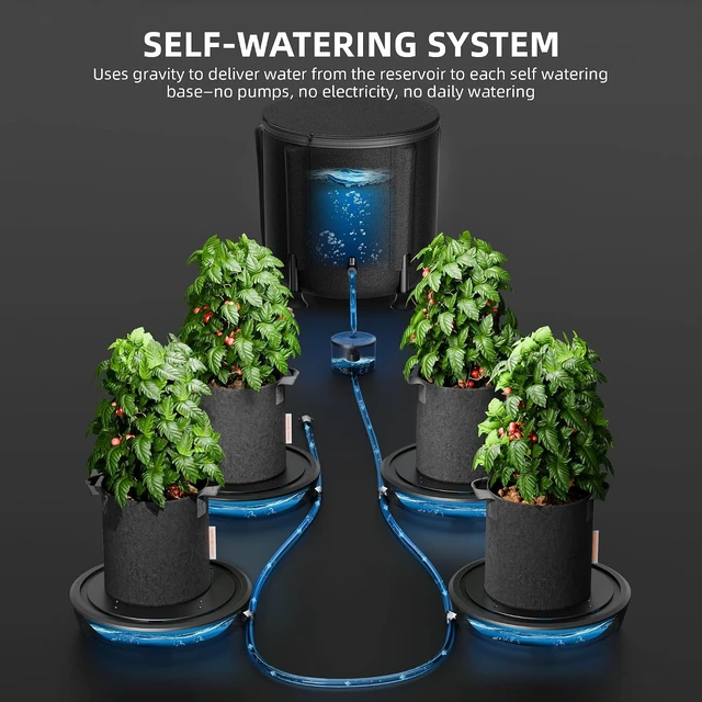 Alt view image 3 of 7 - Gravity-Fed Self-Watering System for 4 Pots, Automatic Watering