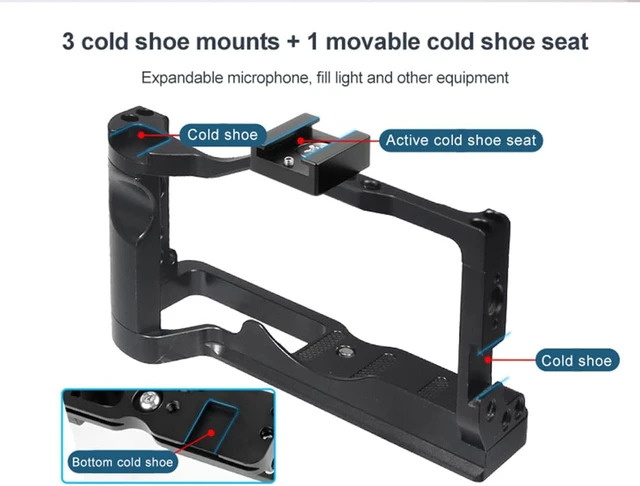 Alt view image 3 of 7 - CNC M6 Mark2 Form-Fitting Camera Cage Rig with Cold Shoe Mount, Compatible with Canon EOS M6 Mark II Stabilizer