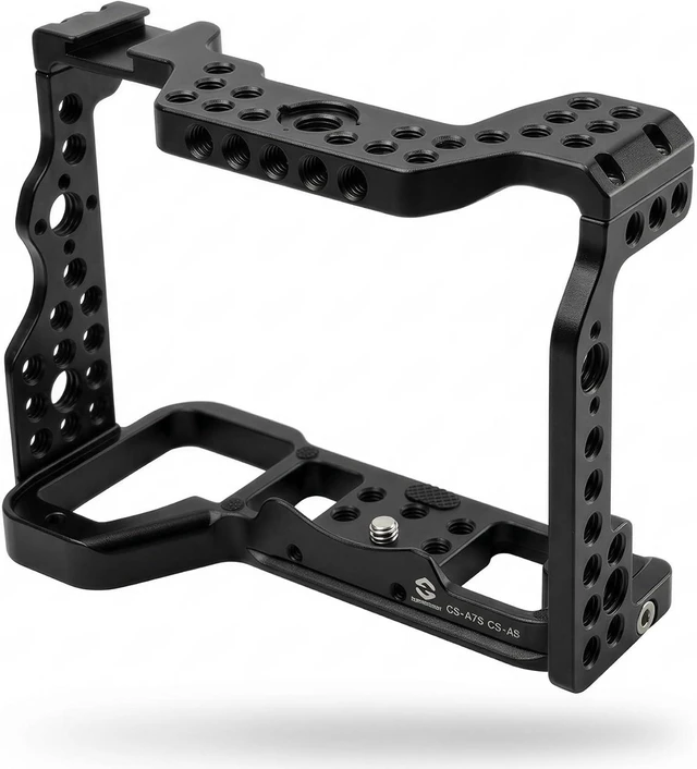 Main image of CNC Aluminum Full Camera Cage for A7S III/A7 IV/A1/A7R IV/A7R V with 1/4"-20 & 3/8"-16 Threads, ARRI Locating Holes, Cold Shoe & HC-01 Top Handle