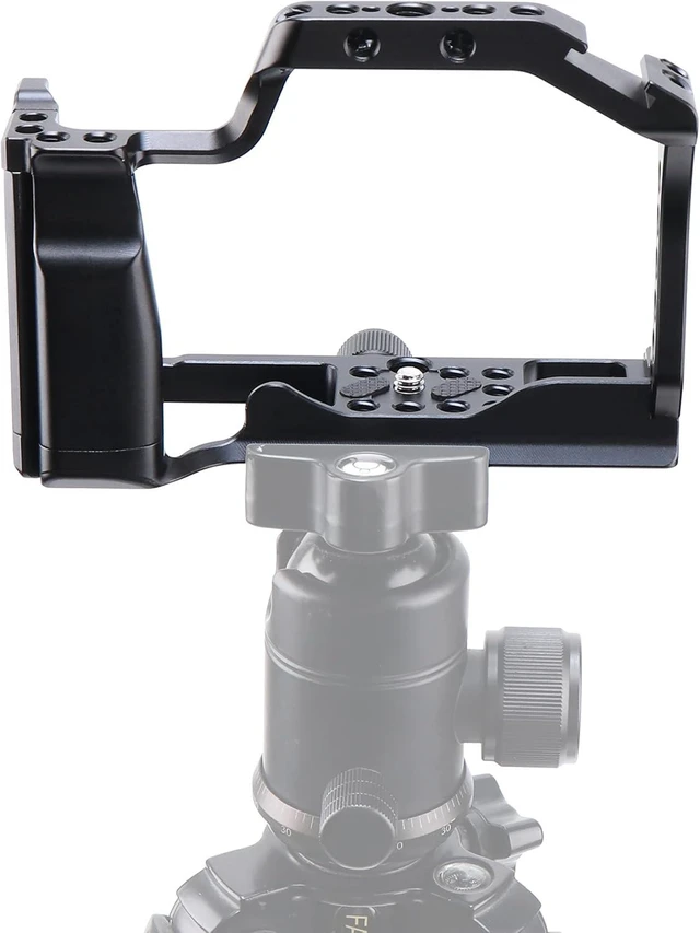 Alt view image 2 of 6 - EOS M50 Mark II Camera Cage for Canon M50II/M50/M5 Mirrorless Vlogging Cameras with Cold Shoe, Handle Locating Holes & Multiple 1/4" 3/8" Screw Holes