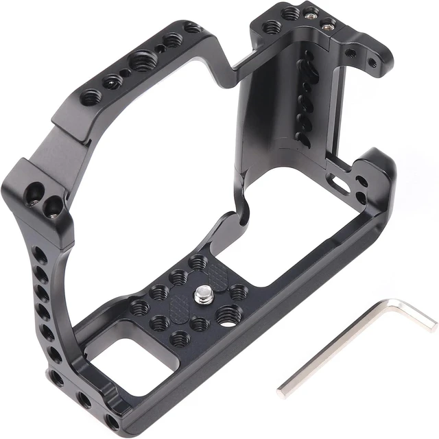 Alt view image 6 of 6 - EOS M50 Mark II Camera Cage for Canon M50II/M50/M5 Mirrorless Vlogging Cameras with Cold Shoe, Handle Locating Holes & Multiple 1/4" 3/8" Screw Holes