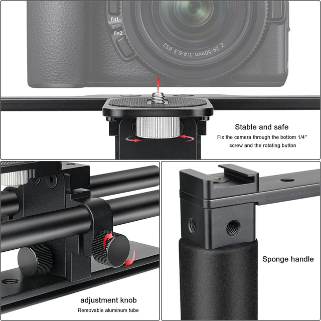 Alt view image 5 of 7 - Universal Aluminum Alloy DSLR/Mirrorless Camera Stabilizer Extension Cage Mount for Mic, Monitor & Light Movie Making Rig for YouTube/TikTok Vlogging with Phone Holder for Canon