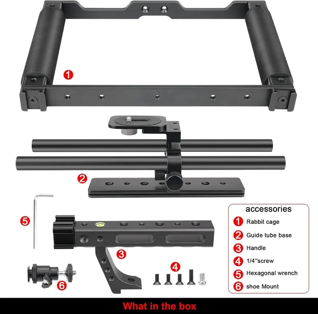 Alt view image 6 of 7 - Universal Aluminum Alloy DSLR/Mirrorless Camera Stabilizer Extension Cage Mount for Mic, Monitor & Light Movie Making Rig for YouTube/TikTok Vlogging with Phone Holder for Canon