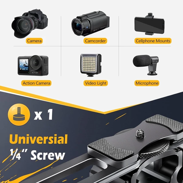 Alt view image 5 of 6 - Aluminum Camera Video Rig Cage Filmmaking Kit with Top Handle, Arca-Type Base & Two 15mm Rod Guides, Compatible with All DSLR Cameras & Camcorders