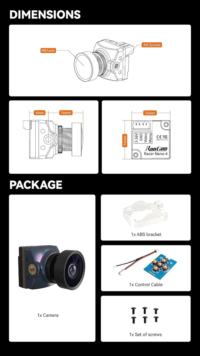 Alt view image 6 of 7 - Racer Nano 4 Waterproof 1200TVL FPV Camera All-Weather Racing Camera for FPV Drones