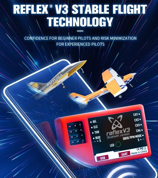 Alt view image 5 of 6 - FMS Reflex V3 Flight Controller Gyro Stabilizer for RC Plane Fixed-Wing Remote Control