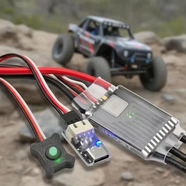 Alt view image 6 of 7 - Ghost 60A Brushless ESC with ESCape32 Firmware & WiFi-Link No-App Wireless Tuning Speed Controller, 12A Adjustable BEC (5-8.4V), Smooth Throttle for 1/10 Axial SCX10 TRX-4 Rock Crawler, 2-8S