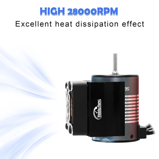 Alt view image 7 of 7 - Waterproof S3650 4300KV Brushless Motor 3.175mm Shaft + 60A ESC Combo Set with Heatsink & Programming Card for 1/10 RC Car Truck (Red)