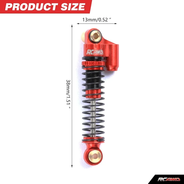 Alt view image 3 of 7 - Aluminum Front & Rear RC Shock Damper Parts for Hobby Plus CR-18P Rock Van, T-Hunter & Trail Hunter Upgrades for #240071#240012 (Red)