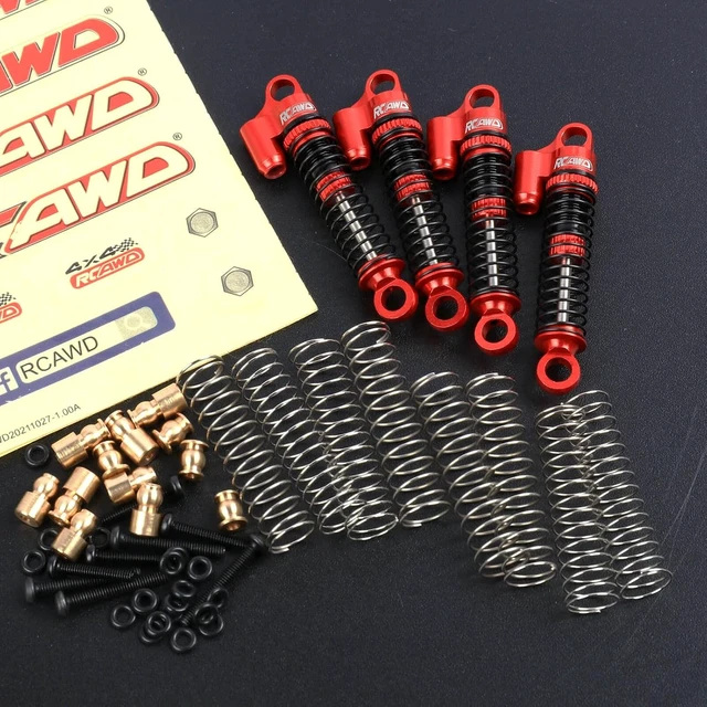 Alt view image 5 of 7 - Aluminum Front & Rear RC Shock Damper Parts for Hobby Plus CR-18P Rock Van, T-Hunter & Trail Hunter Upgrades for #240071#240012 (Red)