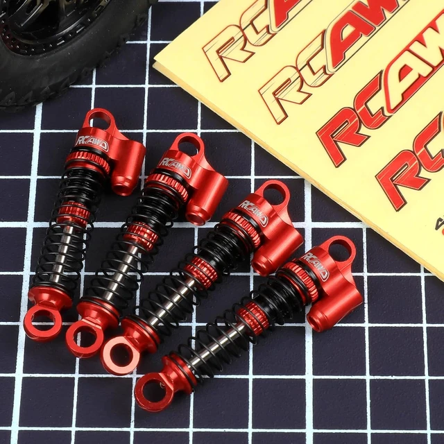 Alt view image 6 of 7 - Aluminum Front & Rear RC Shock Damper Parts for Hobby Plus CR-18P Rock Van, T-Hunter & Trail Hunter Upgrades for #240071#240012 (Red)