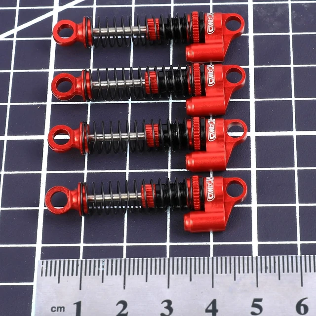 Alt view image 7 of 7 - Aluminum Front & Rear RC Shock Damper Parts for Hobby Plus CR-18P Rock Van, T-Hunter & Trail Hunter Upgrades for #240071#240012 (Red)