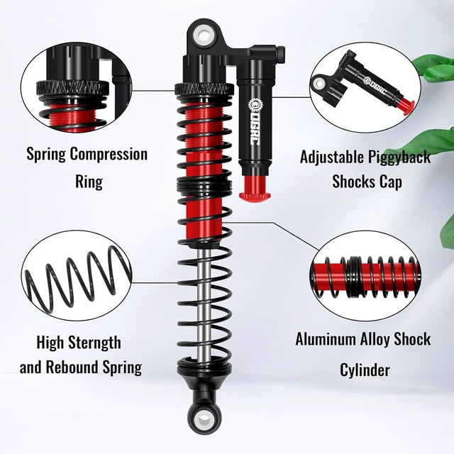 Alt view image 5 of 7 - OGRC 100mm Piggyback Oil Shock Absorbers for SCX10 TRX4 RC Upgrades