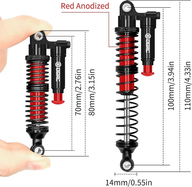 Alt view image 6 of 7 - OGRC 100mm Piggyback Oil Shock Absorbers for SCX10 TRX4 RC Upgrades