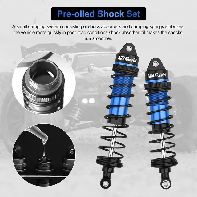 Alt view image 2 of 7 - 4PCS 1:10 Aluminum Front & Rear RC Shock Absorber Set
