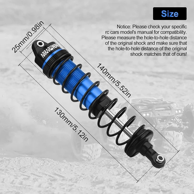 Alt view image 4 of 7 - 4PCS 1:10 Aluminum Front & Rear RC Shock Absorber Set