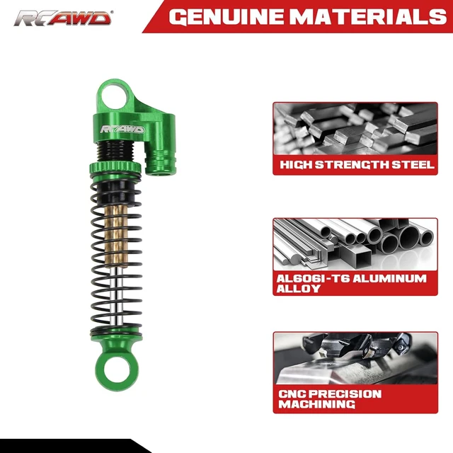 Alt view image 3 of 7 - Aluminum Adjustable Front & Rear RC Shock Damper Parts for FMS EAZYRC ROC HOBBY FCX24 1/24 & 1/18 Crawlers # C3002 Upgrades (Green)
