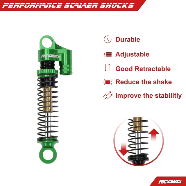 Alt view image 5 of 7 - Aluminum Adjustable Front & Rear RC Shock Damper Parts for FMS EAZYRC ROC HOBBY FCX24 1/24 & 1/18 Crawlers # C3002 Upgrades (Green)