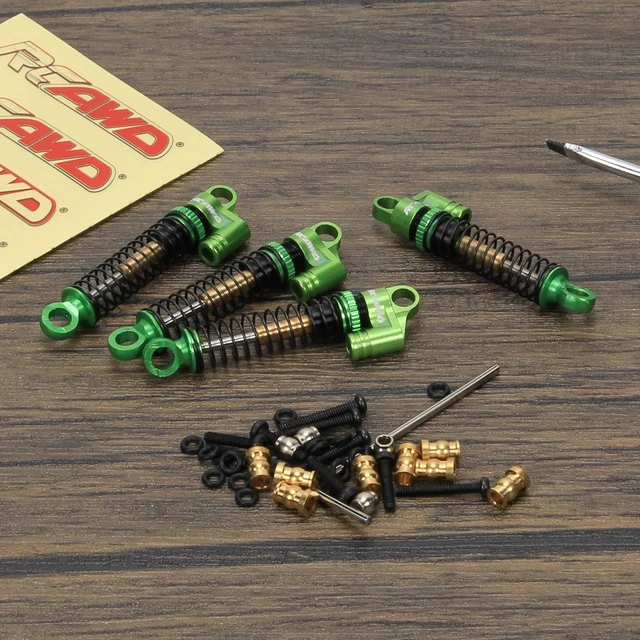 Alt view image 6 of 7 - Aluminum Adjustable Front & Rear RC Shock Damper Parts for FMS EAZYRC ROC HOBBY FCX24 1/24 & 1/18 Crawlers # C3002 Upgrades (Green)