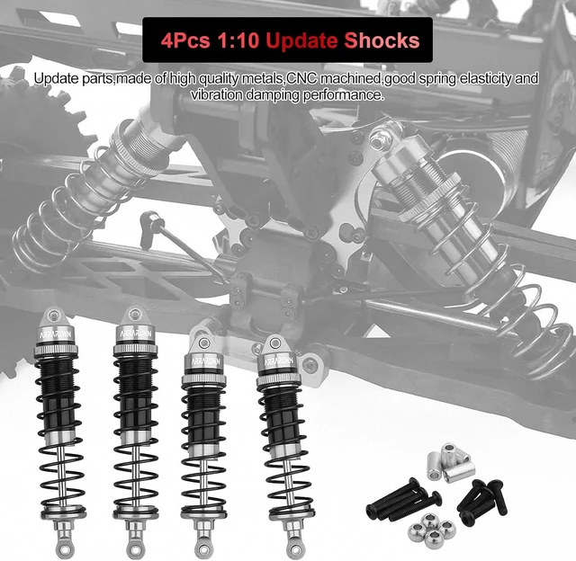 Alt view image 5 of 7 - 4PCS Aluminum Front & Rear 1:10 RC Shock Absorber Set
