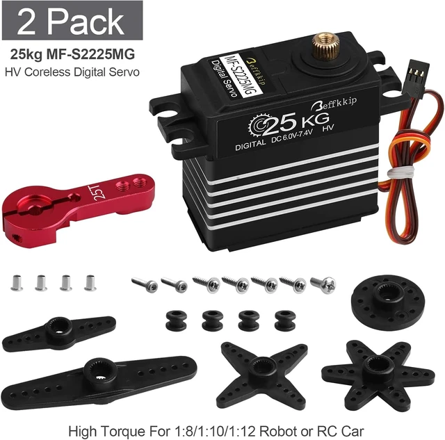 Alt view image 2 of 7 - 25KG Metal Gear RC Servo 2-Pack (Black & White)