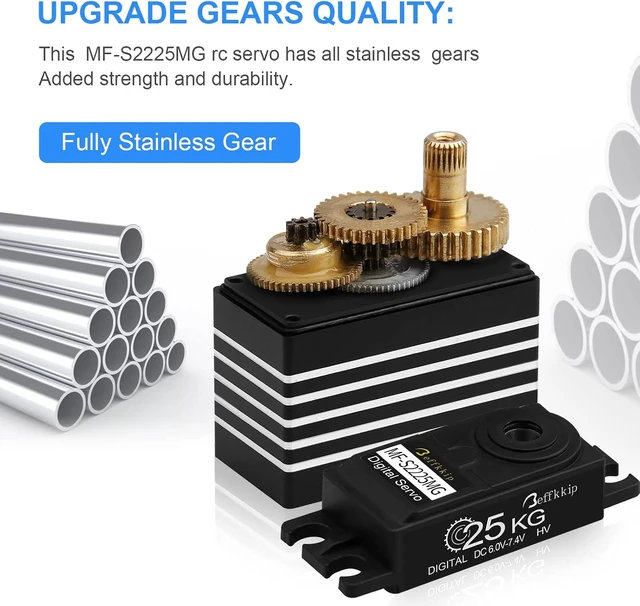 Alt view image 3 of 7 - 25KG Metal Gear RC Servo 2-Pack (Black & White)