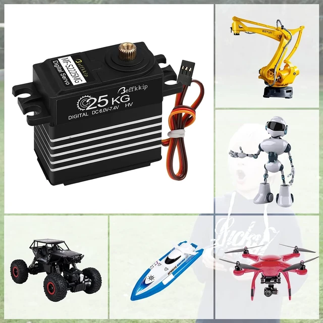 Alt view image 7 of 7 - 25KG Metal Gear RC Servo 2-Pack (Black & White)