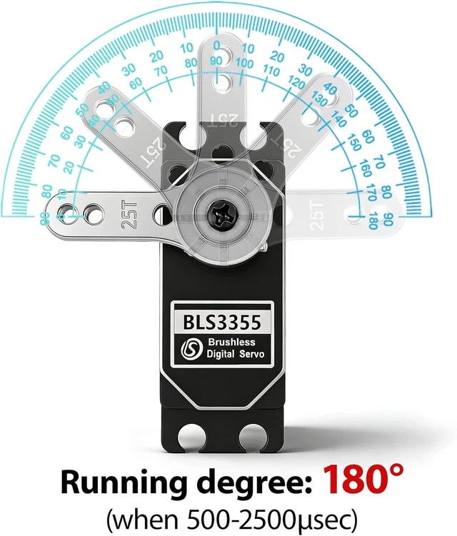 Alt view image 6 of 7 - 55KG Brushless Full Metal Gear High-Torque Fast Digital Servo for 1/8 1/10 1/12 RC Car (180 Degree)