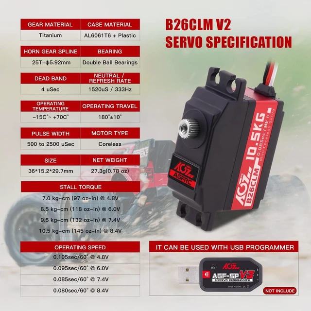 Alt view image 3 of 7 - B26CLM V2 10.5KG 0.080s Micro RC Servo for 1/12