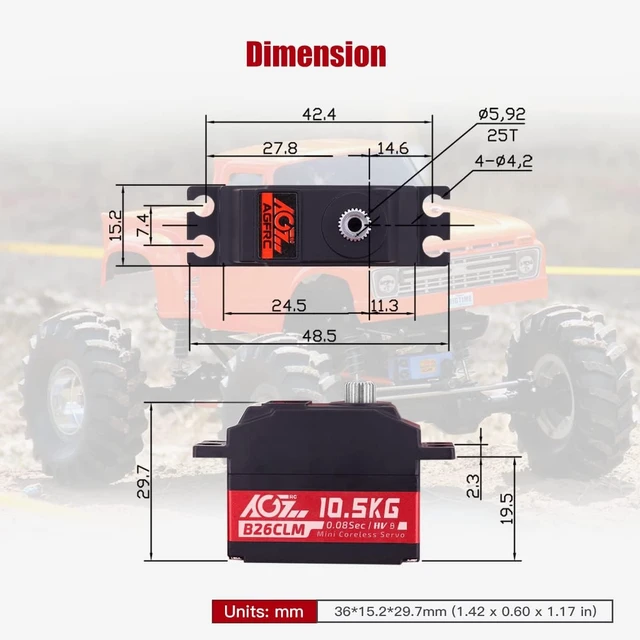 Alt view image 5 of 7 - B26CLM V2 10.5KG 0.080s Micro RC Servo for 1/12