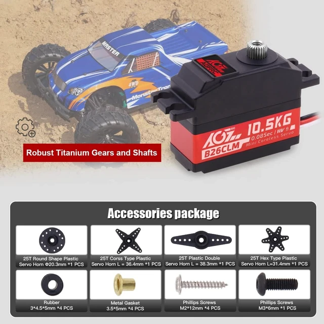 Alt view image 7 of 7 - B26CLM V2 10.5KG 0.080s Micro RC Servo for 1/12