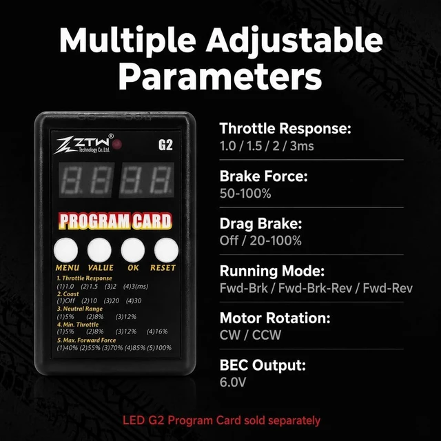 Alt view image 6 of 7 - Beast SL G2 120A 2-4S Sensorless Brushless ESC for 1/10 RC Cars & SCT