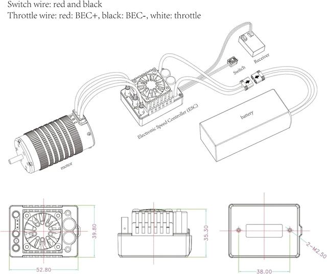 Alt view image 2 of 7 - C10 120A 2-4S Sensorless Brushless ESC for 1/10 RC Car
