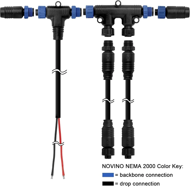 Alt view image 3 of 7 - Marine Grade NMEA 2000 Starter Kit Backbone Cables, Drop Cables, Tees & Terminators for Lowrance, Simrad & Garmin NEMA 2K Networks