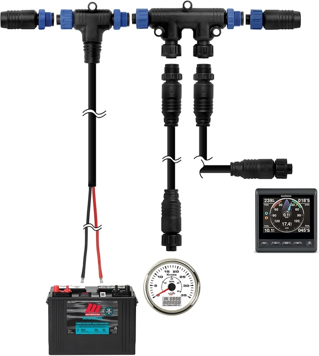 Alt view image 4 of 7 - Marine Grade NMEA 2000 Starter Kit Backbone Cables, Drop Cables, Tees & Terminators for Lowrance, Simrad & Garmin NEMA 2K Networks