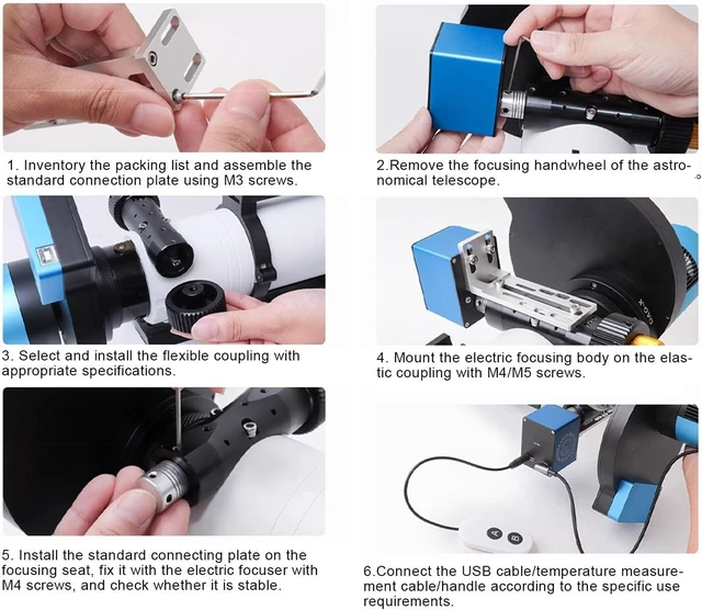 Alt view image 4 of 7 - Aluminum Alloy Astronomical Electric Focusing Telescope Attachment Automatic Focuser for Astrophotography