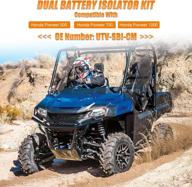 Alt view image 3 of 7 - 12V UTV Dual Battery Isolator Connect & Monitor Kit with LED Digital Double Voltmeter, 6-Gauge Wire & 12V Relay Fits Honda Pioneer 1000/700/500, Replaces #UTV-SBI-CM