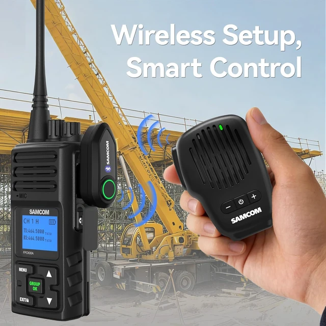 Alt view image 2 of 7 - Wireless Bluetooth PTT Microphone Speaker Mic for Walkie Talkie