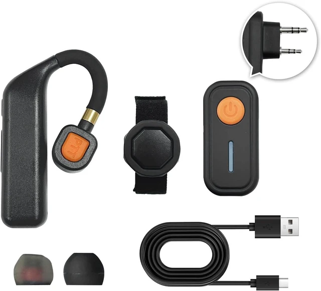Main image of 3-Piece Wireless Walkie Talkie Earpiece Kit with Bluetooth Adapter