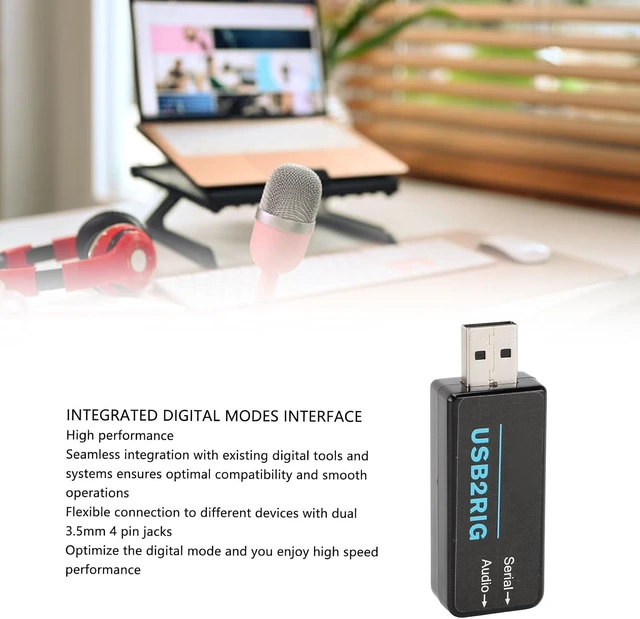 Alt view image 2 of 6 - 2-in-1 Amateur Radio Audio Interface Integrated Sound Card & Serial Port for Digital Modes, Built-in Sound Codec & Vox PTT Kit