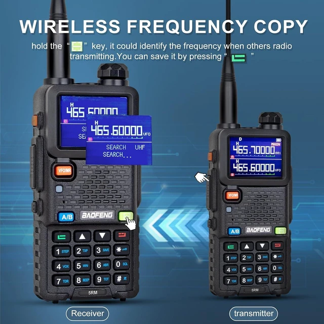 Alt view image 6 of 7 - 8W GMRS Handheld Two-Way Radios Repeater-Capable Long-Range Walkie Talkies with NOAA/FM/UHF/1.25M/VHF Receiver, 999CH, Frequency Match & 2500mAh Type-C Battery, 2-Pack