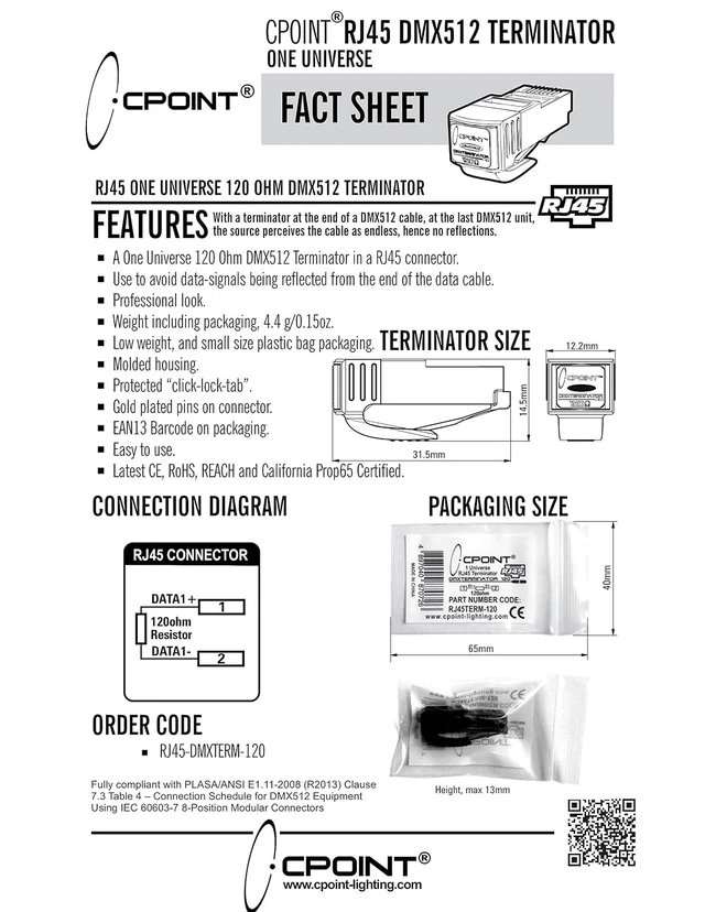 Alt view image 6 of 6 - 10-Pack CPoint DMXterminator RJ45 DMX Terminator 120 Ohm 1 Universe (RJ45-DMXTERM-120)