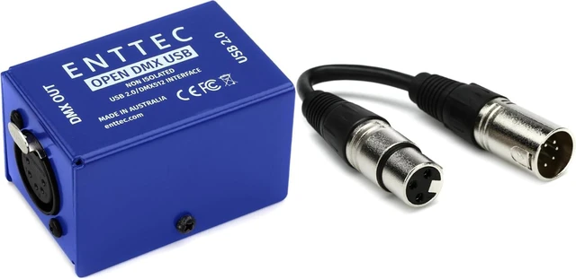 Main image of ENTTEC Open DMX USB 512-Ch Non-Isolated DMX Interface with DMX3F5M 3-Pin to 5-Pin Turnaround
