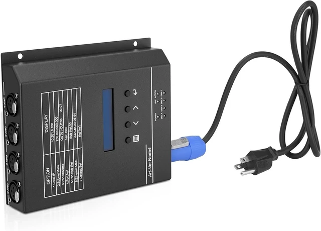 Main image of 4-Port ArtNet to DMX Converter with PoE 4-Universe Bidirectional Art-Net to DMX512 Node, 4-Channel Network Interface for Lighting Controllers, Rack & Truss Mountable