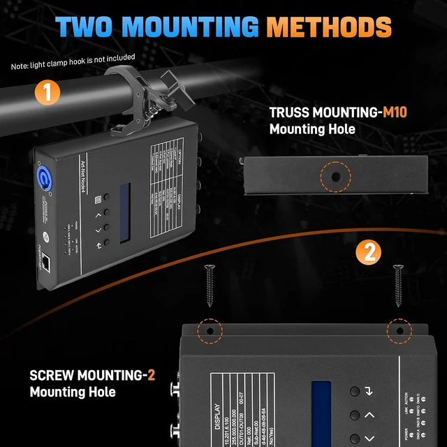 Alt view image 7 of 7 - 4-Port ArtNet to DMX Converter with PoE 4-Universe Bidirectional Art-Net to DMX512 Node, 4-Channel Network Interface for Lighting Controllers, Rack & Truss Mountable